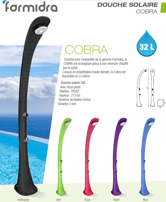 Douche Solaire Piscine Cobra 32 L Installation facile et rapide